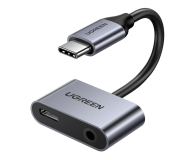 Przejściówka UGREEN Adapter USB-C do USB-C i jack 3.5mm szary
